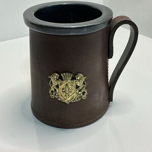Vintage Towncraft Leather Tankard Stein Real Hide Made England Heraldic Crest